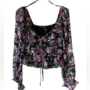 NWT, Japna, Chiffon Floral off shoulder Crop top, M